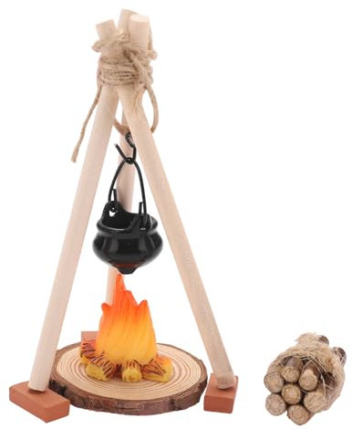 Koboko Miniatura accesorios de gnoble, mini hoguera de Navidad, accesorios para casa de muñecas, accesorios para casa de muñecas, accesorios para belén de hoguera, decoración en miniatura de madera,