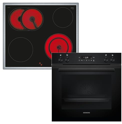Bosch HND211AB1, Einbauherd-Set, Bestehend aus HEF010BA0 Herd, 60 x 60 cm, 3D Heißluft, 3-fache Türverglasung & NKN645GA2E Elektrokochfeld, Erweiterbare Bräterzone, Restwärmeanzeige, Edelstahlrahmen