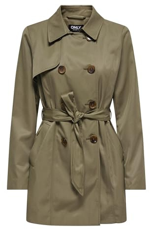 ONLY Onlvalerie Life OTW Noos dubbelknäppt trenchcoat, Sten grå, L