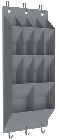 GENHH 14 Gitter Schuh-Organizer Über der Tür, Hängeaufbewahrung mit 6-Haken, Schuhorganizer Hängend mit großen Tiefen Taschen, Schuhaufbewahrung Hängend für Schuhe, Wohnaccessoires Usw, Grau