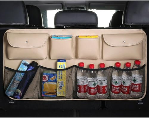 SSCOR Kofferraum Organizer Auto Für Ford B-Max (2015-2024),Faltbar Autos Rückenlehne Eines Aufbewahrungstasche,Hängende rutschfest Kofferraumtasche,C/Beige