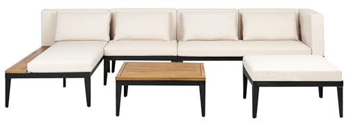 Beliani 4-Sitzer Lounge Set 3-teilig rechts zertifiziertes Holz Hellbraun Bracciano