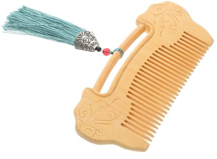 VALICLUD Peine de Madera Tallado con Dientes Finos 1 Unidad Tamaño Mediano para Masaje de Cuero Cabelludo y Cuidado del Cabello Femenino Diseño Cerrado Ruyi