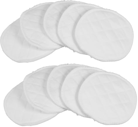 Ipetboom Coussinets D'allaitement Protection pour Mamelons 12 Couches Lavables en Blanc Lot de 10 Épais et Absorbants pour Grossesse et Allaitement