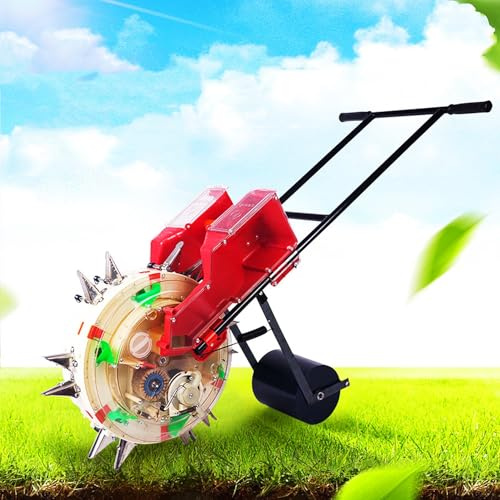 Asiwnshw Hand-Push Garden Seeder Manual Seeder Roller Seeding and Fertilizer Applicator, Row Planter Corn Planter Seed Spreader for Soy Peanut Corn Cotton Soybean(6 Mouths)