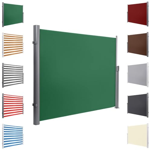Tenda da sole laterale retrattile, resistente ai raggi UV, divisorio pieghevole per patio, giardino, balcone, terrazza, verde scuro, 200 x 300 cm, perfetta per spazi esterni.