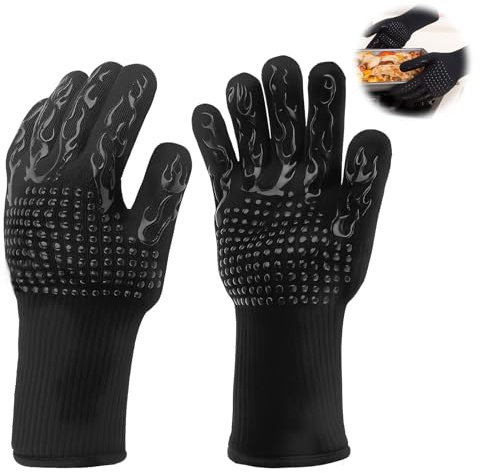 Gants De Cuisine Résistants À La Chaleur 800°C, Gants De Four Ignifuges Avec Revêtement En Silicone Antidérapant, De Barbecue Pour Griller, Cuire, Rôtir Et Pâtisserie