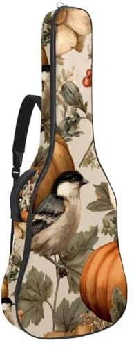 Gitarrentasche für Akustikgitarre, gepolstert, mit verstellbaren Schultergurttaschen, Aquarell-Wildblume auf cremefarbenem Hintergrund, Mehrfarbig 02, 42.9x16.9x4.7 in, Lässiger Tagesrucksack