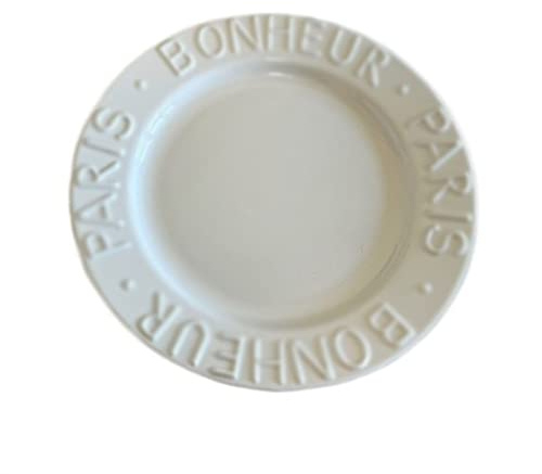 platos de porcelana blanca, Plato hondo redondo de cerámica multicolor de 8 pulgadas con letras en relieve(White)