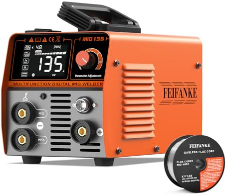 MIG135 Poste A Souder Fil Fourré Sans Gaz 135A 220V Synergie Des électrodes Poste à Souder 3 en 1 MIG/ARC/Lift TIG IGBT Inverter Poste A Souder+Fil Fourré Sans Gaz 0,9MM 1KG E71T-GS