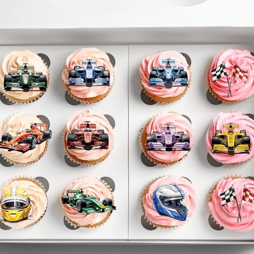 Racing Car Pre-Cut Wafer Rice Paper Cupcake Topper Cake Decoration Pack of 20