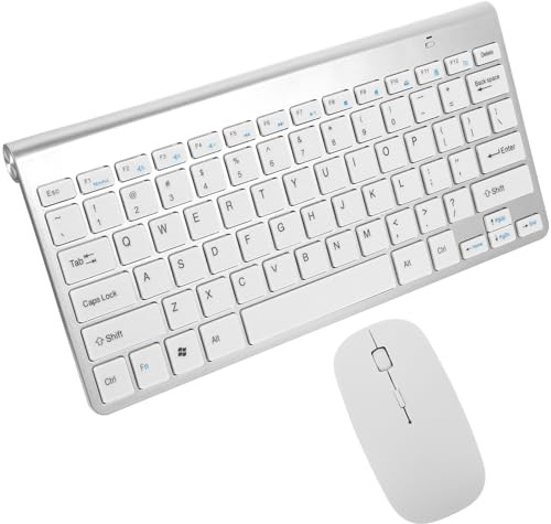 Wireless Keyboard Mouse Combo 78 Keys Abs Silver Set | Plug and Play with USB Receiver, Compact Design for Everyday Use and Business Travel