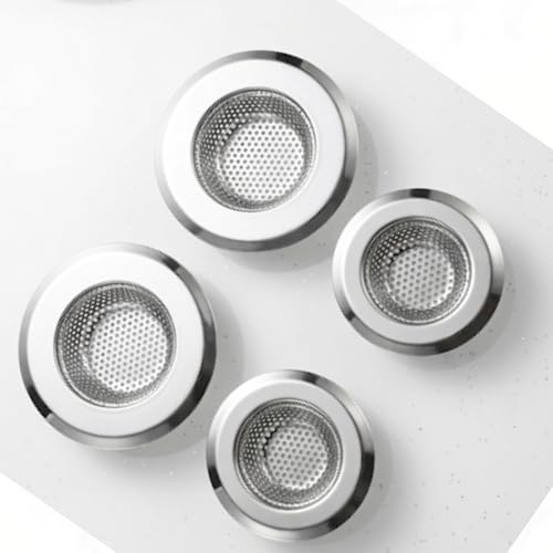 Essently Sink Strainer 4 Pack – 2 Small (90mm) & 2 Large (115mm) Stainless Steel Kitchen Drain Strainers, Deep Basket Anti-Clog, No Wobble, Easy Clean