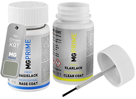 MG PRIME Autolack Lackstift Set für Citroen KQT Vert Mer Du Nord Metallic/Nordsee Grün Metallic Basislack Klarlack je 50ml