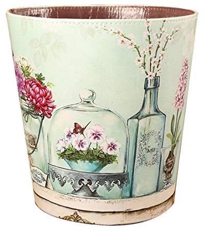 GODNECE Corbeille à papier vintage étanche 10 l en cuir - Petite poubelle pour chambre à coucher, bureau, hôtels