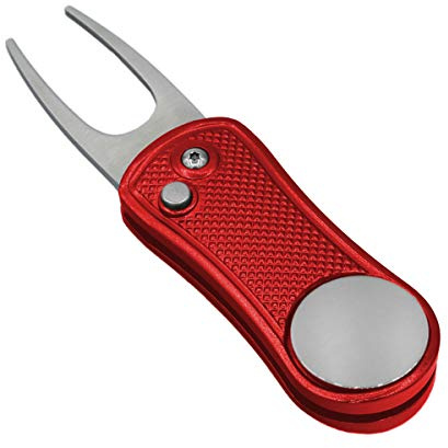 Golf Divot Repair Tool with Pop-up Button & Magnetic Ball Marker Pitch Mark, Lightweight, Portable, Mini Divot Repair Tool, Best Choice for Professional Golfers