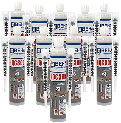 Premium Verbundmörtel 10 x 300ml, Injektionsmörtel inkl. 20 Statikmischer, Ankerkleber, Klebemörtel OPTION 1