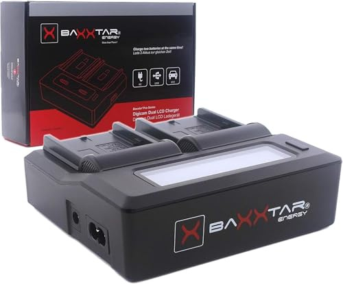 Baxxtar 76732 Cargador Doble LCD USB para BP-U30/U60/U65/U70/U90/U95 | Compatible: Sony PMW-EX1, PMW-EXr1, PMW-EX3, PMW-F3, PMW-F3K, PMW-F3L, PMW-100, PMW-150, PMW-160, PMW-200