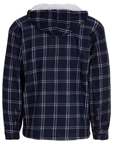 Hoang Textil GmbH Termisk skjorta för män, arbetsjacka, skogshuggare, termojacka, huva, huva, storlek M – 3XL, marinblå, XL