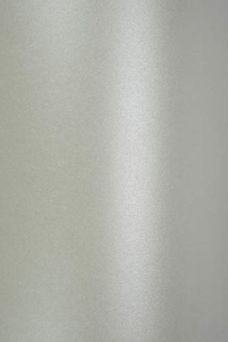 Netuno 50x Perlmutt-Silber Glanz-Papier DIN A5 210 x 148 mm 120g Majestic Moonlight Silver Bastelpapier Silber bedruckbar Feinpapier schimmernd metallic Perlmuttglanz zum Basteln silver paper