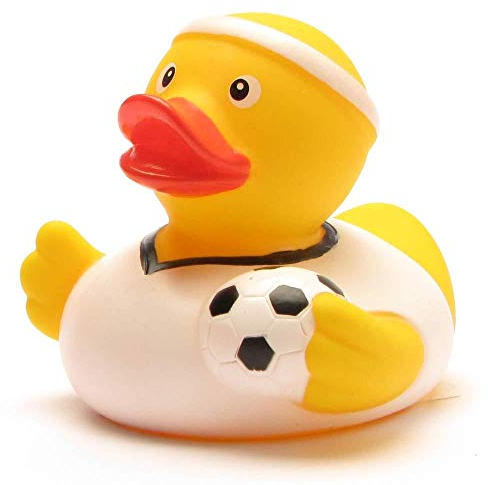 Duckshop Pato de baño con camiseta blanca de fútbol, patito chirriante, 7,50 cm