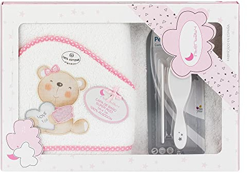 Amazon Kapuzenbadetuch mit Kapuze, Love, 100% Baumwolle, Weiß/Rosa