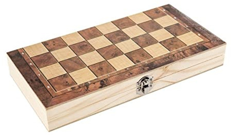 Toyvian Wooden Chess Board Games 3-in-1 Multifunctional Folding Chessboard with Checkers and Backgammon for Kids, Educational Toy for School and Office Use