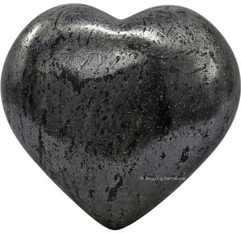 Pietra di ematite a forma di cuore in cristallo – Pietra per massaggio tascabile per il naturale equilibrio dei chakra del corpo, guarigione Reiki e griglia di cristallo