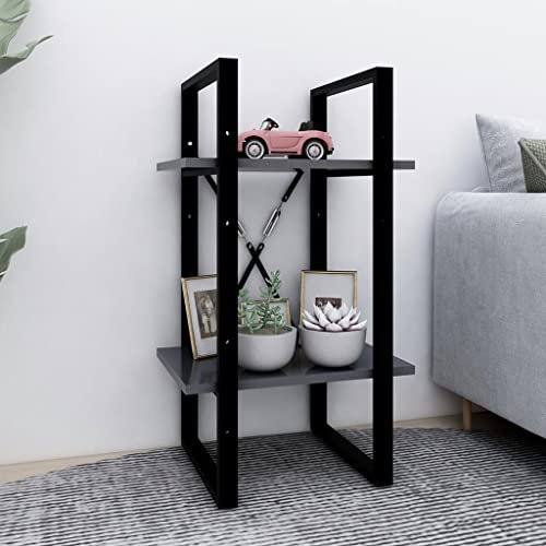 WIFESE Bücherregal 40x30x70 cm 2 Fächer Holzregal Standregal Bookshelf Aufbewahrungsregal Raumteiler Lagerregal Aktenregal Schmaler Schrank Regal für Wohnzimmer Büro Holzwerkstoff Grau