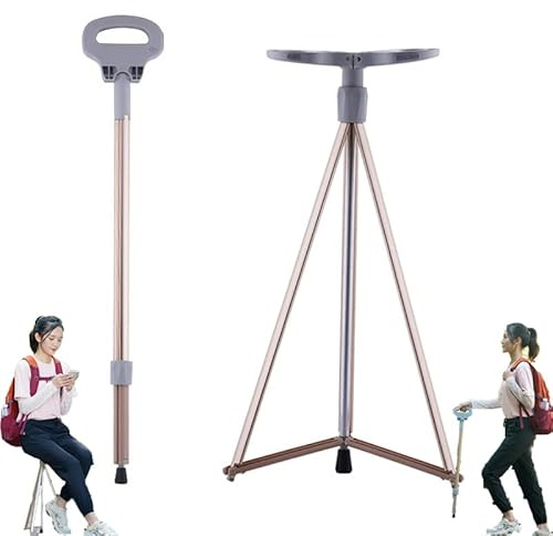 Spazierstock mit Sitz, Trekkingstöcke, Spazierstöcke zum Wandern, Wanderstöcke, Stockstuhl mit Aufbewahrungstasche, Gehhilfe für Senioren, Aufladen des Telefons und Massagefunktion (34 Zoll) (3)