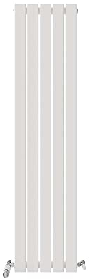 iBathUK Apex Tall Vertical Radiator, Single Flat Panel Radiators, 1600x380mm Slim Radiator, Wall Mounted for Bathroom,Kitchen,Living Room- White