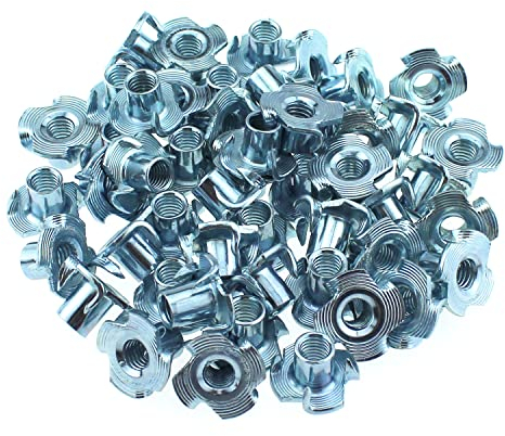 MTQY T-Nut mit 4 Zinken, M4 x 10 mm, verzinkter Karbonstahl, 4 Zinken, T-Nut für Holz, Klettern, Wand, hält Sperrholz, Möbel, Spanplatten, CNC-Fräser, T-Nut