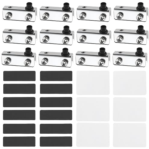 EMSea 12 bisagras pivotantes para vidrio de 3 a 6 mm, sin marco, ajustable, abrazadera de cristal, accesorios de repuesto, plateado