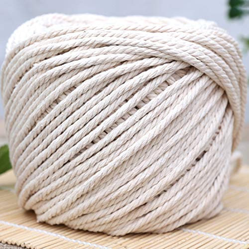 Cuerda, cuerda de nailon, cordón de macramé de 328 pies, cuerda de macramé de algodón natural, cordel suave y grueso de 3 mm, 4 mm, 5 mm, cuerda de algodón multifunción for decoración de manualidades
