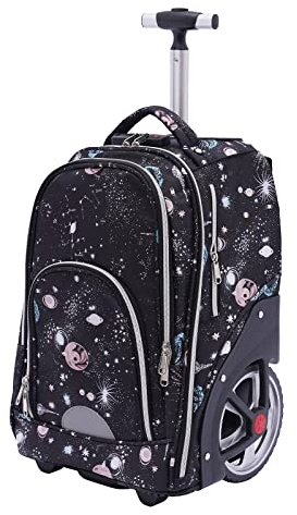 DeeDuud Reisetasche mit Rollen, 15 Zoll Laptoprucksack 45L Rucksack für Kurztrips Geschäftsreisen Einkaufsreisen Schul (SternenGrau)