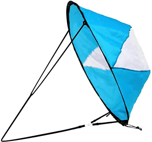 Jorzer Kajak Segel Faltbare Bootswindsegel PVC Schnellfreisetzung klares Fenster Downwind Kajak Windsegel tragbares Kajakzubehör für aufblasbare Boote Kajaks Kanus Blau