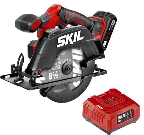 SKIL 20V Brushless 6-1/2In. Cordless Compact Circular Saw Kit for Wood Cutting including 2.0Ah Battery and Charger-CR6413B-11