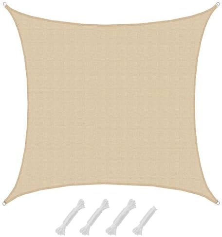 AMANKA Vela Ombreggiante 6x6 - Permeabile - 90% Protezione UV - Vele Parasole da Esterno - Tela Ombreggiante da Giardino Parasole Vela Giardino Telo Pergole Telo per Tende da Esterno Tenda Ombra Mare