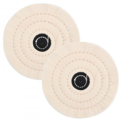 Rueda Pulidora 150mm, 2 Piezas Disco de Pulido de Algodón, Disco de Pulido en Espiral, 50 Capas, Herramienta de Pulido de Fieltro para Coche, Aluminio, Cromo, Porcelana, Acero Inoxidable