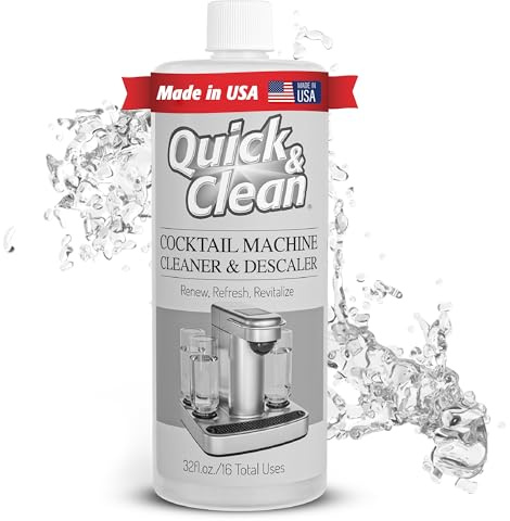Quick & Clean Limpiador y descalcificador de máquinas de cóctel, fabricado en los Estados Unidos, limpiador y descalcificador para máquinas de cóctel en casa, elimina la acumulación de minerales y cal