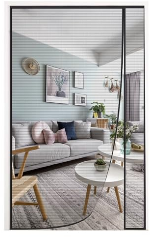 Fliegengittertür für Balkon, Wohnzimmer, Terrasse, 195 x 220 cm, Insektenschutz und Privatsphäre, Schwarz