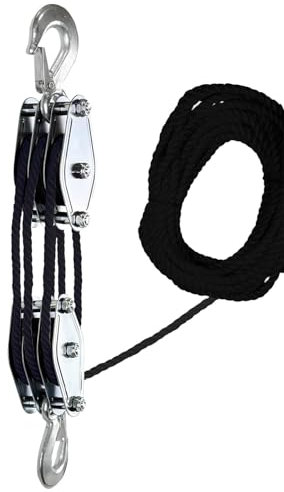 Seilzug, Seilzug, Seilzug - Block and Tackle 2200 Pfund Bruchkraft,50 Fuß Flaschenzug, Flaschenzug 1100 Pfund für den Bau von Jagdgaragen und Lagerhäusern