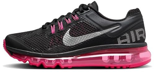 NIKE Air Max 2013 GS Grade Scarpe da ginnastica per la scuola, Nero Grigio Scuro Fusion Rosa Metallizzato Argento, 38.5 EU