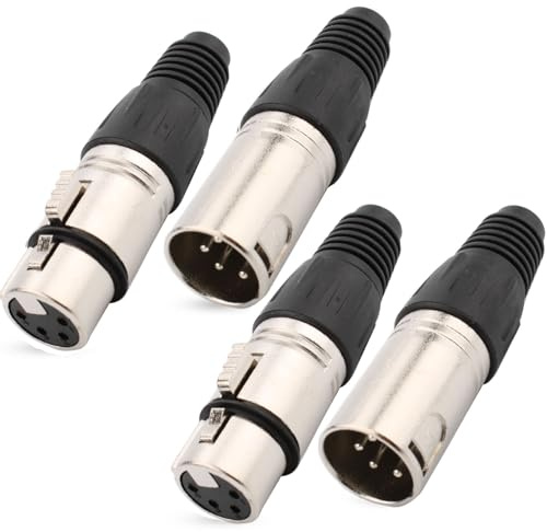 RUNCCI-YUN 4 Stück Lötverbinder XLR 4 Pin Männlich/Wiegender Stecker Mikrofonkabel, Mikrofon-Audiobuchse, XLR-Stereo-Anschlüsse