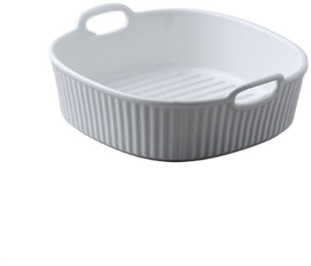 SDA287MZ Hornear Lasaña Cuenco Cuadrado for Hornear arroz y Queso, for Horno, microondas, Plato de cerámica for Hornear, tazón de Sopa de Doble Oreja Plato para lasaña(Blanco,17.7cm)