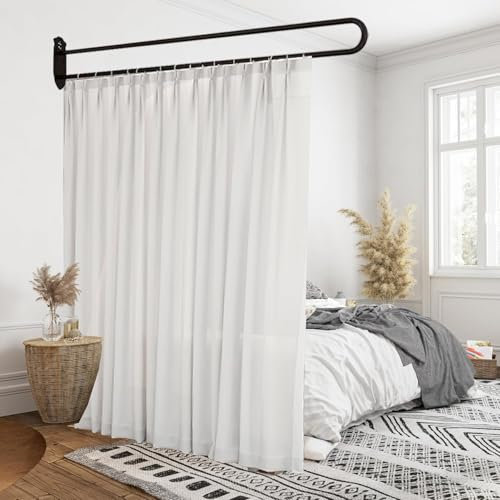 CHZDPP U-shape Privacy Partition Curtains for Room, Beauty Partition Curtain for Skincare Studios/Massage Parlors/Tattoo Shop, Room Divider Curtains for Bedroom(White (1pc),Rod Length 2.3m/7.5ft)