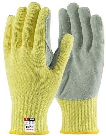 GOL-SIV Heat Cut Resistant Gloves,Aramid leather Oven Gloves with Fingers,Heat Resistant Up to 450°F, Thick Knit Design,Machine Washable - Grill Mitts for Men & Women(Aramid leather, Large)