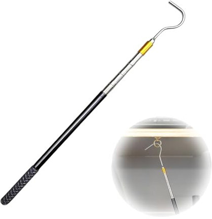 TenaLucy Markisenöffner,Markisenöffner-Abzieherstange Einziehbare Teleskopstange mit Haken Multifunktionale Zugstange mit Gummigriff Tragbarer Wohnmobil-Markisenöffner für Wohnmobile,Tragbares Zubehör