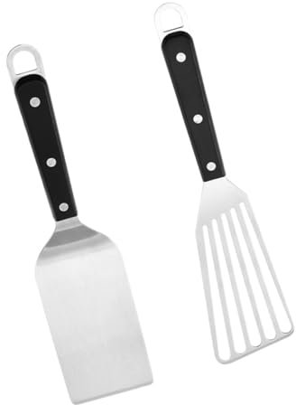 Cabilock Spatule À Frire En Acier Inoxydable 2 Pièces Poêle À Pizza Fendue Plaque Chauffante Four À Griller Burger Barbecue Pincettes Steak Flipper Alimentaire Spatules De