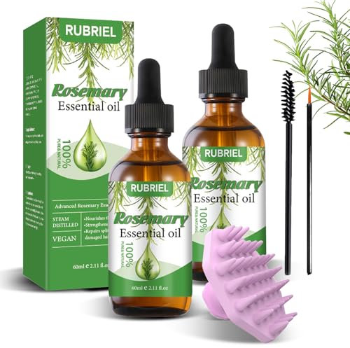 Ecoret-Pro 120ml Olio Di Rosmarino Per Capelli, 2 Pcs Olio Rosmarino Con Un Pettine, Rosemary Oil For Hair Growth Per Ciglia, Sopracciglia, Viso, Cura della Pelle, Massaggio del Corpo